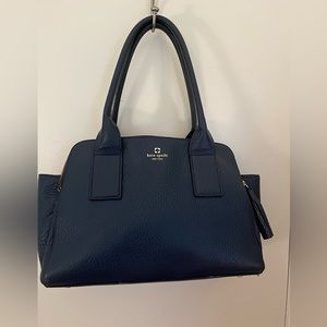 Kate Spade Southport Avenue Shoulder Bag Navy Pebbled Leather Handle Tote Purse